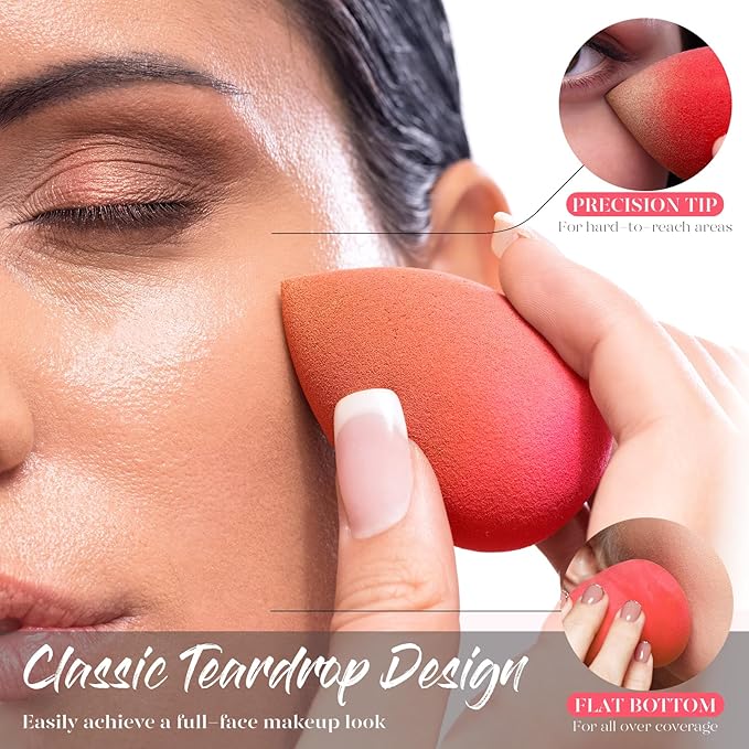 BEAKEY Makeup Sponge 5 Pcs Set, Latex-Free Boun Boun Beauty Sponge for Blending, Makeup Sponges for Foundation, Liquid, Cream and Powder. Blender for Enhanced Make Up Application
