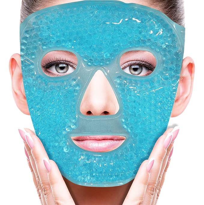 ZNÖCUETÖD Cold Face Eye Mask Ice Pack Reduce Face Puff, Dark Circles, Gel Beads Hot Heat Cold Compress Pack, Face SPA for Woman Sleeping, Pressure, Headaches, Skin Care, Post Laser Care[Blue]