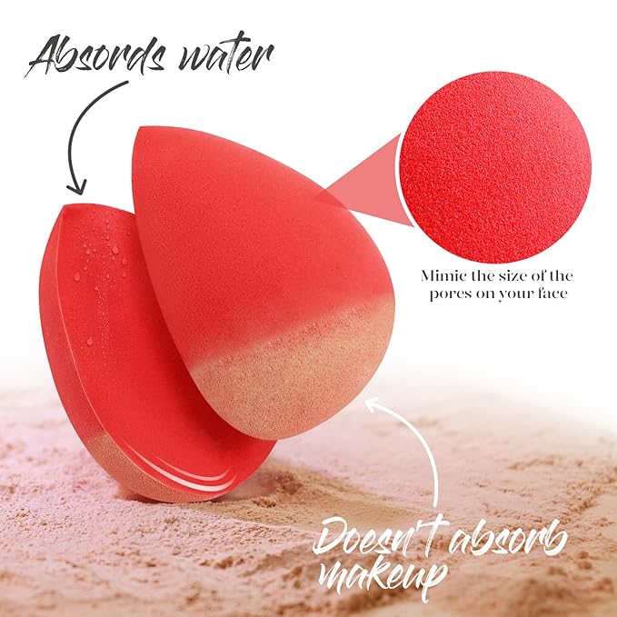 BEAKEY Makeup Sponge 5 Pcs Set, Latex-Free Boun Boun Beauty Sponge for Blending, Makeup Sponges for Foundation, Liquid, Cream and Powder. Blender for Enhanced Make Up Application